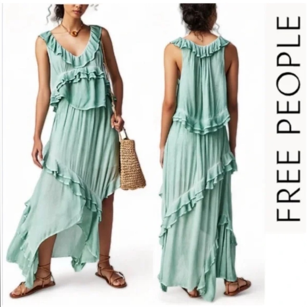 NWOT Free People If Only In Harbor Mint Rayon SKIRT ONLY